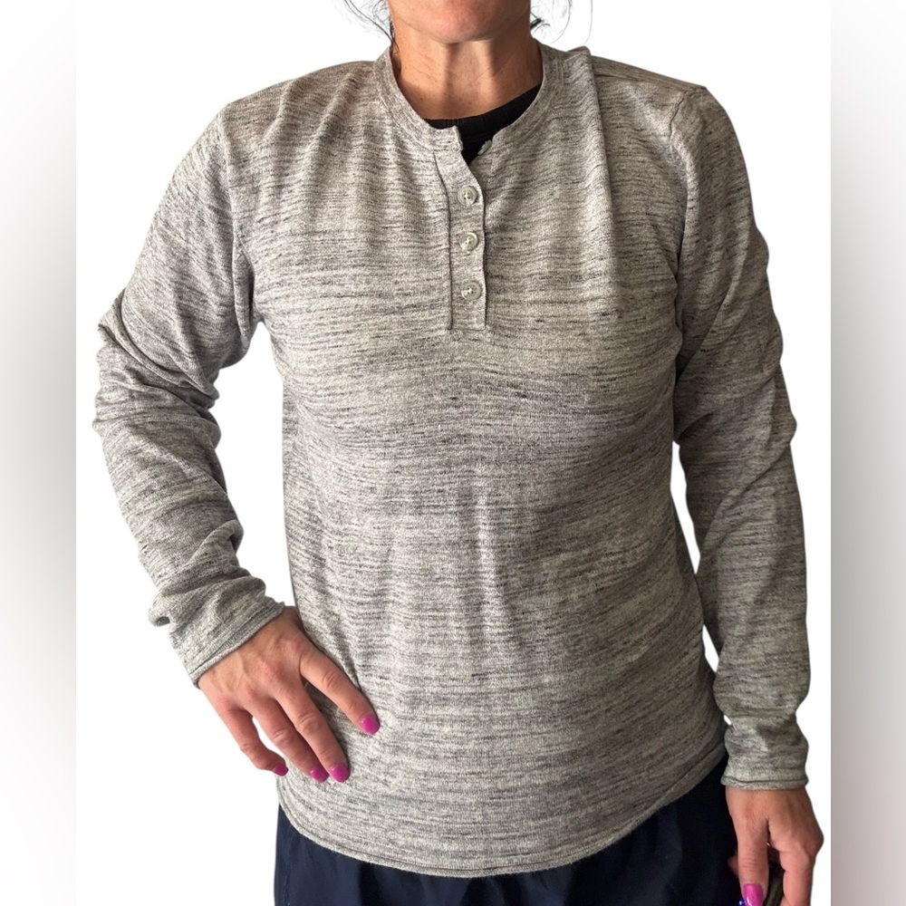 dip New Gray Long Sleeve Henley Shirt Large